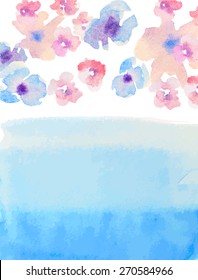 Invitation card for wedding with watercolor flowers