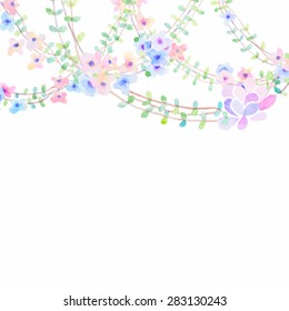 Invitation card for wedding with watercolor flowers