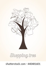 Invitation card for women bag shop.  Fashion concept.