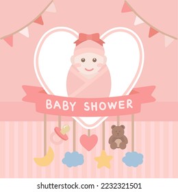 Invitation cards for baby shower and birthday party. Vector illustration.