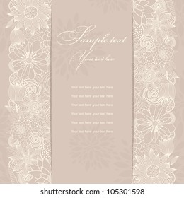 Invitation cards beige with flowers