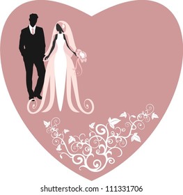 Invitation cards with the bride in a veil
