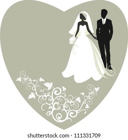Invitation cards with the bride in a veil