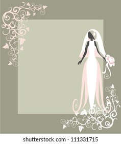 Invitation cards with the bride in a veil