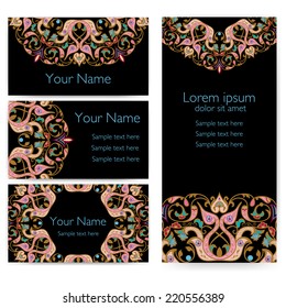 Invitation, cards with ethnic arabesque elements. Arabesque style design. Business cards. eps10
