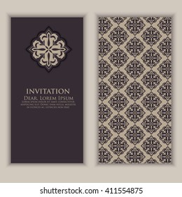 Invitation, cards with ethnic arabesque elements. Arabesque style design. Business cards. eps10