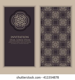 Invitation, cards with ethnic arabesque elements. Arabesque style design. Business cards. eps10