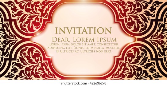 Invitation, cards with ethnic arabesque elements. Arabesque style design. Business cards. eps10