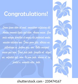 Invitation cards with floral elements over blue background. Vector illustration.