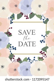 invitation cards with flowers elements for wedding, birthday and other holiday background. Vector