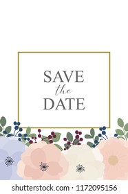 invitation cards with flowers elements for wedding, birthday and other holiday background. Vector