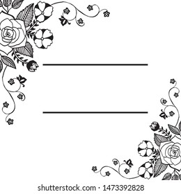 Invitation cards, greeting cards, with design crowd flower, black white frame. Vector
