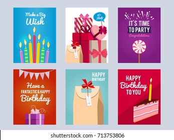 Invitation cards for kids birthday party. Vector design template with place for your text. Collection of banners birthday party illustration