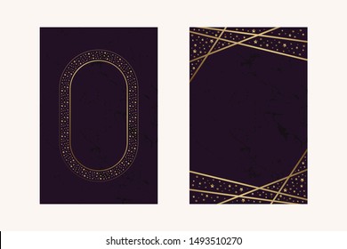 invitation cards  magenta luxury leaf confitti gold line frame with texture vector design 