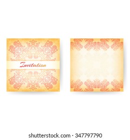 Invitation cards with ornamental elements. Vector template for wedding, holiday, business design.