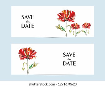 Invitation cards with a red poppy for your design