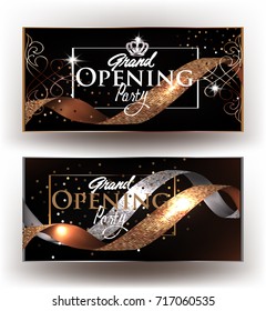 Invitation cards with ribbons with pattern. Vector illustration