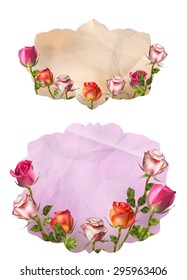 Invitation cards set with detailed flowers. EPS 10 vector file included