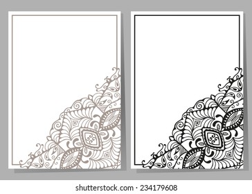 Invitation cards set with lace pattern on white background, wedding or greeting card design, beautiful luxury postcard, ornate page cover, vector abstract background
