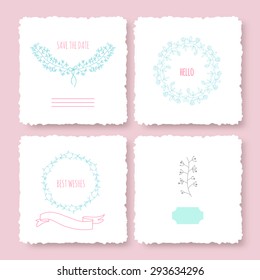 Invitation cards set. Rustic style holiday invitation