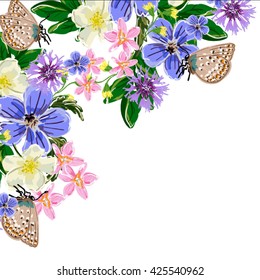 Invitation cards with watercolor elements. Wedding collection set. Flower Watercolor