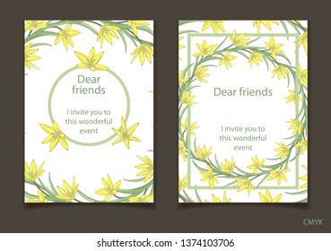 invitation cards with yellow snowdrops
