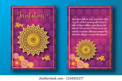 invitation card.Thailand ancient Luxury concept.flower or mandala pattern.Thai traditional style.vector illustration for Travel in Thailand.poster,greeting card, ,flyer,brochure,other use