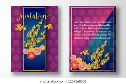 invitation card.Thailand ancient Luxury concept.flower or mandala pattern.Thai traditional style.vector illustration for Travel in Thailand.poster,greeting card, ,flyer,brochure,other use