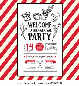 Invitation Carnival Party Flyer.Typography And Design.