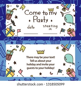 invitation for children's party. Flyer with two sides