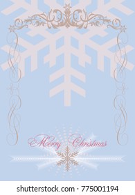 Invitation for Christmas. Vector template for winter holidays in gently blue tones.