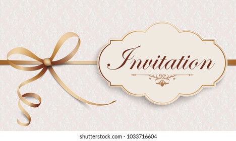 Invitation Classic Emblem Ornaments Ribbon Bow Header