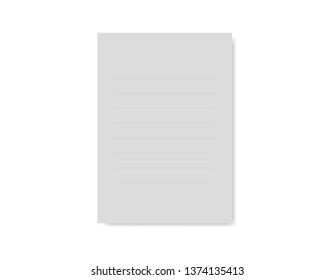 Invitation clear sheet. Gray blank paper on the white background with lines.  Empty paper for self filling.