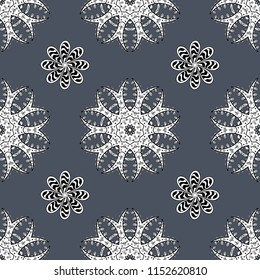 Invitation with colored mandala. Vector pattern for wedding card illustration. Vintage decorative element on a blue, white and black colors.