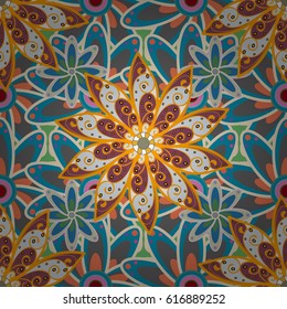 Invitation with colored mandala. Vector pattern for wedding card illustration. Vintage decorative element on a background.