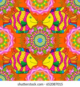 Invitation with colored mandala. Vector pattern for wedding card illustration. Vintage decorative element on a background.