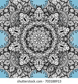 Invitation with colored mandala. Vector pattern for wedding card illustration. Vintage decorative element on a colorful background.