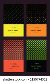   Invitation colorful cards set. Safe the date, first, last name