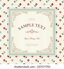 invitation with colorful flowers on texture background 