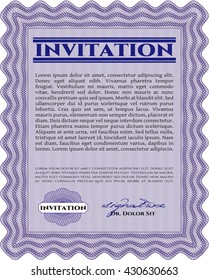 Invitation. Complex design. Printer friendly. Detailed. 