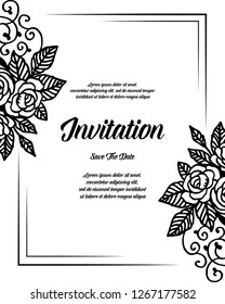 Invitation concept card with floral wreath vector illustration