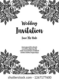 Invitation concept card with floral wreath vector illustration