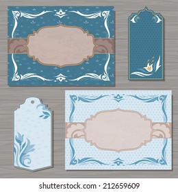 invitation, congratulation cards with elegant eastern vintage ornaments