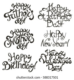 Invitation and congratulations lettering vector set 2