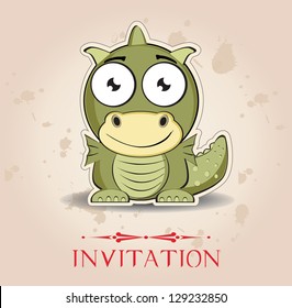 invitation with cute little dragon