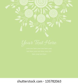 Invitation with darkolivegreen round ornament and place for text. for invitation, backdrop, card, brochure, banner, border, wallpaper. Vector eps10, illustration. 