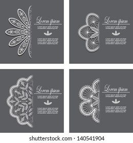 invitation is decorated with a pattern of lace. 