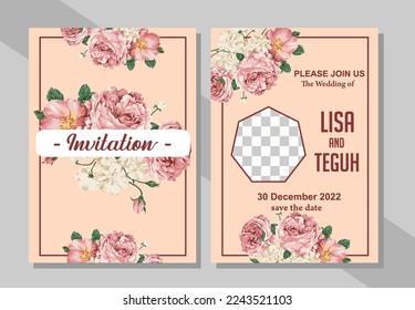 invitation design with beautiful floral motif.red,green,yellow,blue colors.vector illustration.eps 10