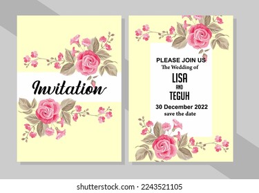 invitation design with beautiful floral motif.red,green,yellow,blue colors.vector illustration.eps 10