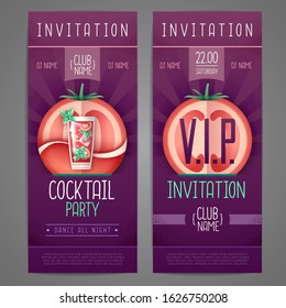 Invitation design. Cocktail disco party poster. Grainy texture vector illustration